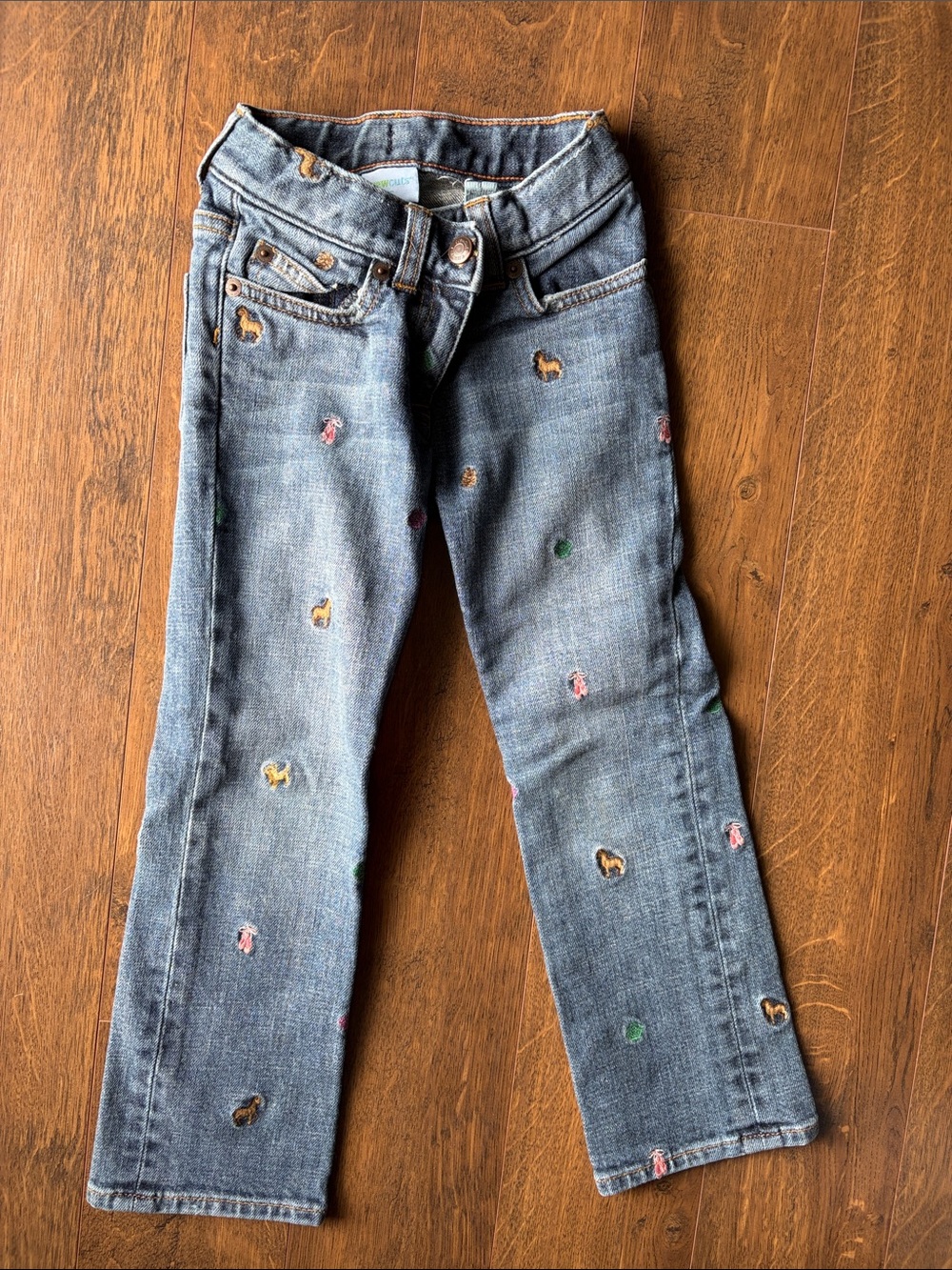 Crewcuts Straight-Leg Denim Jeans with Multicolor Embroidery